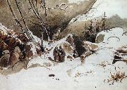 Karl Blechen Alpine Pass in Winter with Monks Sweden oil painting artist
